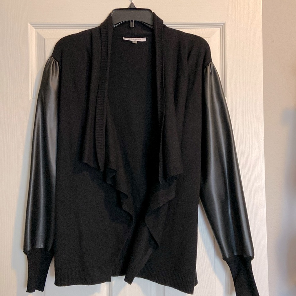 Siani Black Sweater w/ faux leather arms